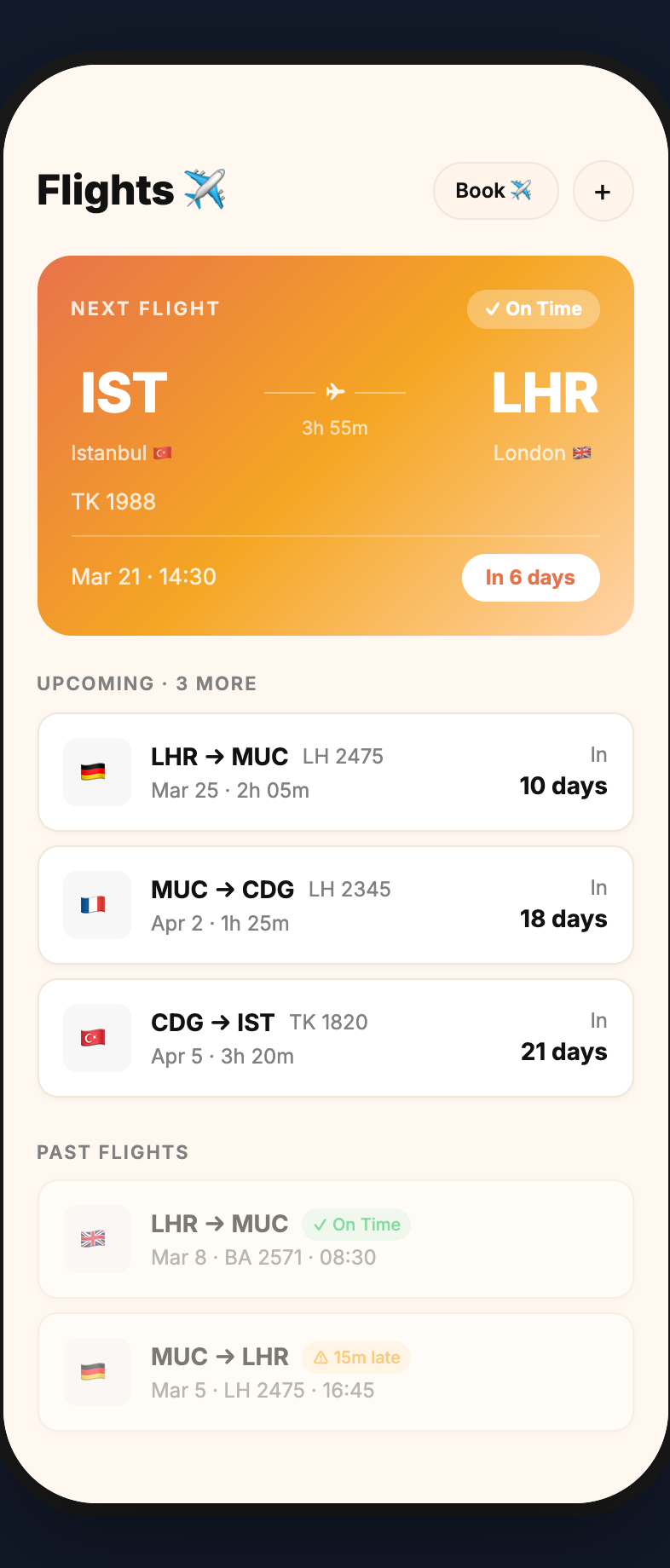 Flight Tracker screen